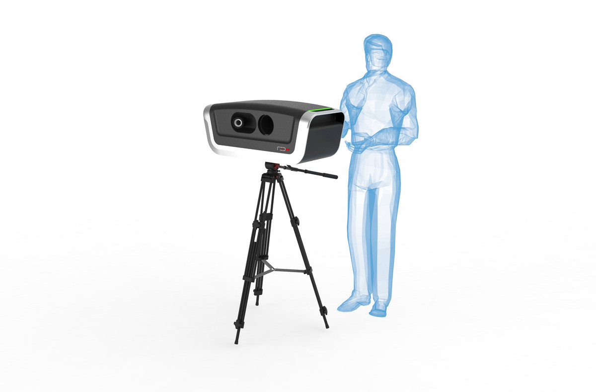 R3Dscan with a blue figure for scale